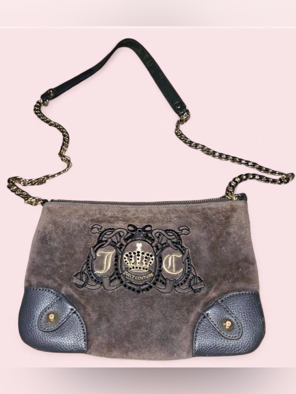 Vintage Juicy Couture Crossbody purse 2000s bag Y2K 90s handbag brown velour